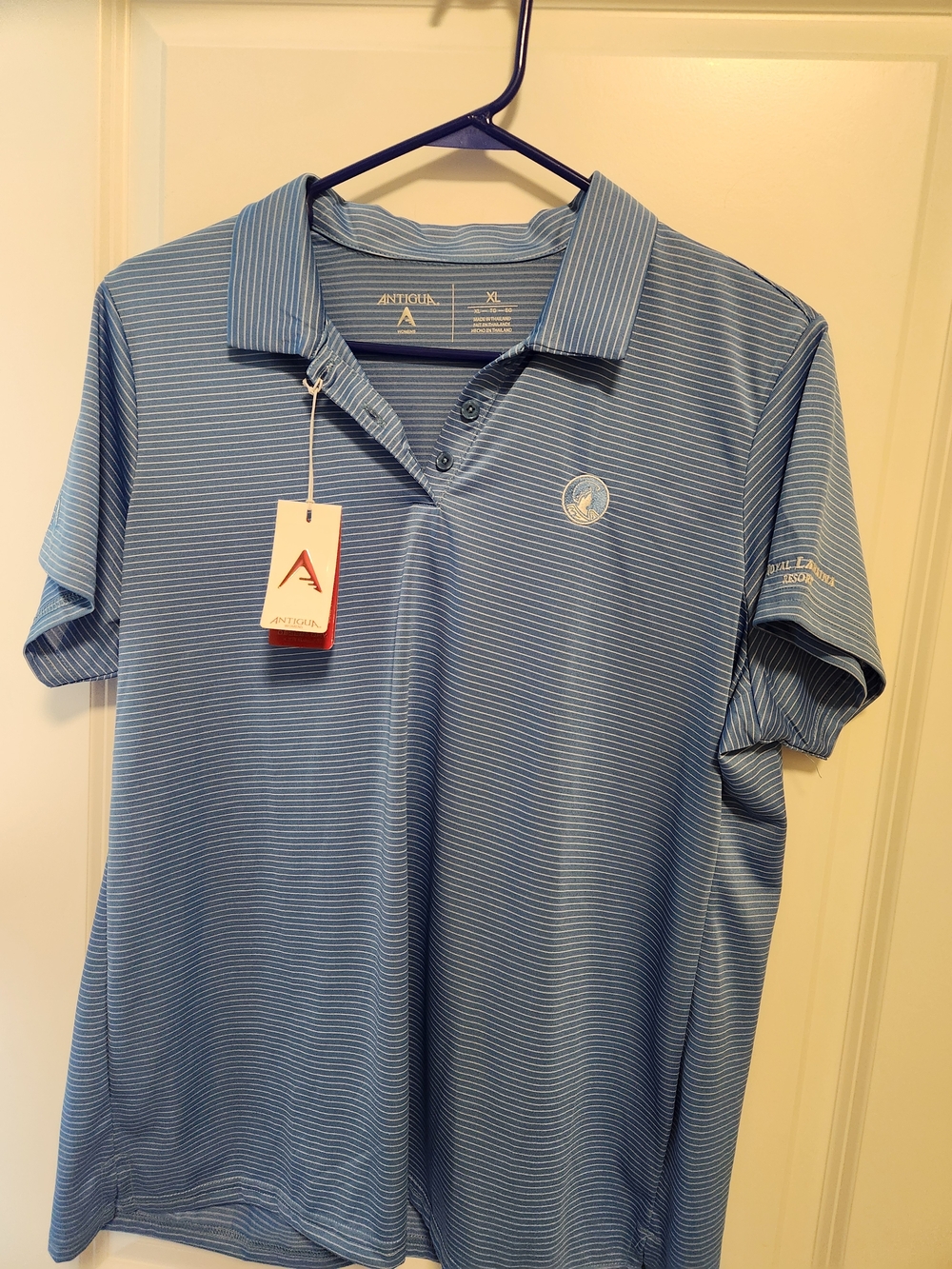 Antigua Men's Blue Striped Polo Shirt
